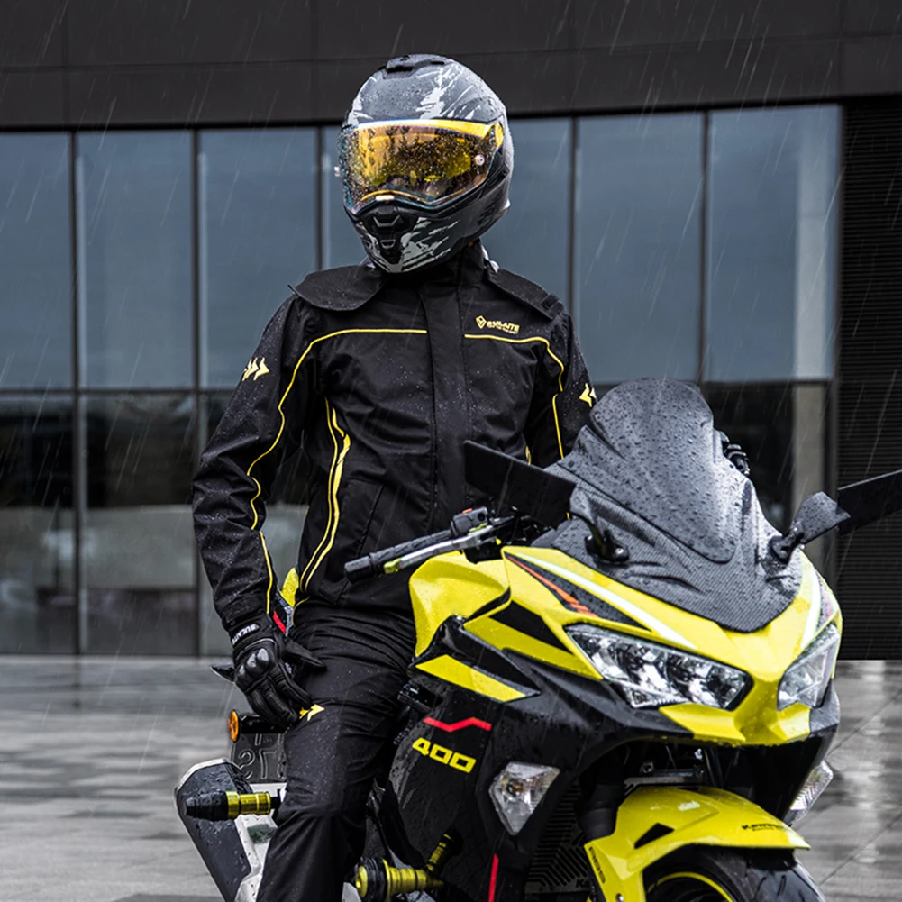 SULAITE Motorcycle Raincoat Suit Waterproof Motorbike Rain Suit Reflective Strip Rain Coat Jacket Women Men Outdoor Equipment