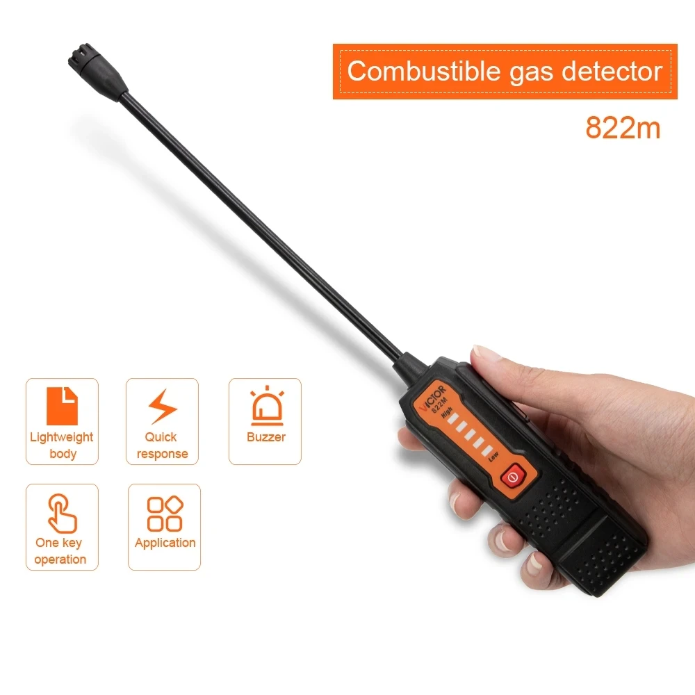 RuoShui 822M Gas Analyzer Combustible Gas Detector Port Flammable Natural Leak Location Determine Meter Tester Sound LightFe
