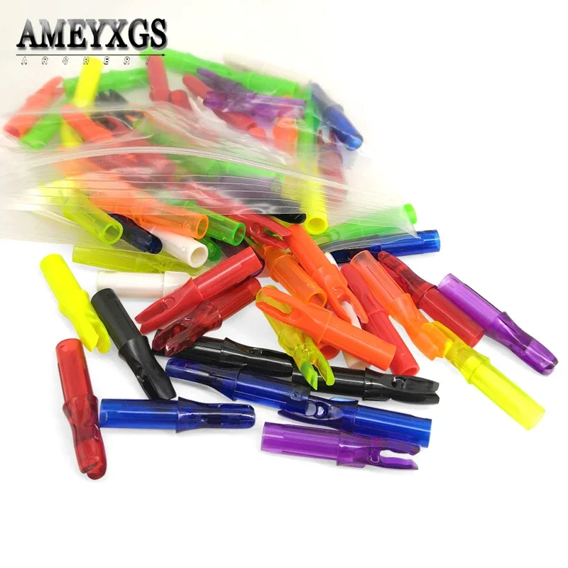50pcs Archery Arrow Nock for ID 6.2mm OD 7.6mm Carbon Fiberglass Arrow Shaft Arrow Tail Hunting Shooting Accessories 6 12 24pcs 33inch archery pure carbon arrows shaft raw bare carbon rods id 6 2mm for diy hunting carbon arrow shooting practice