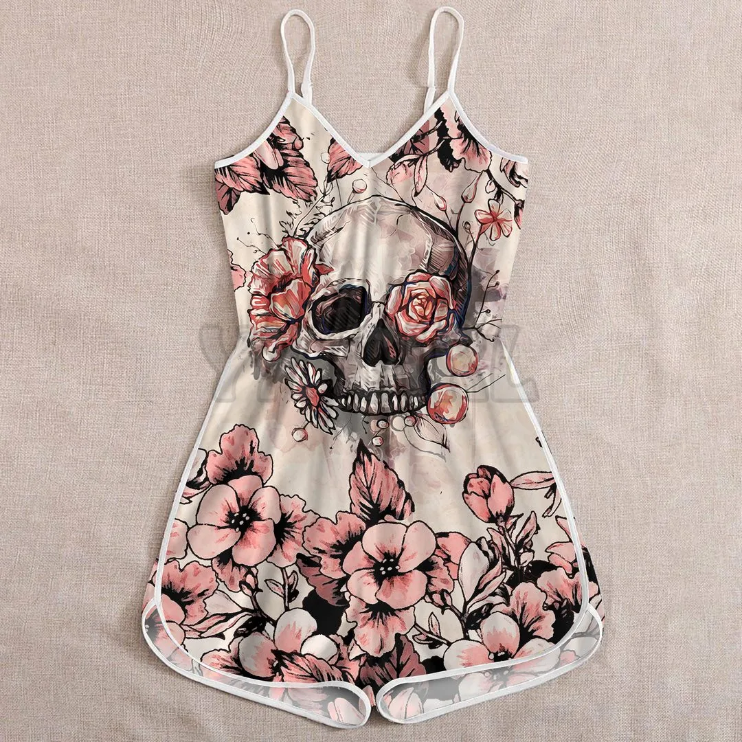 Skull Flowers Rompers For Women 3D All Over Printed Rompers Summer Women's Bohemia Clothes