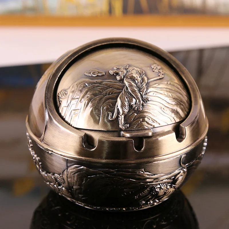 レトロな家の灰皿,カバー付き,金属,多機能,オフィス,リビングルーム,防