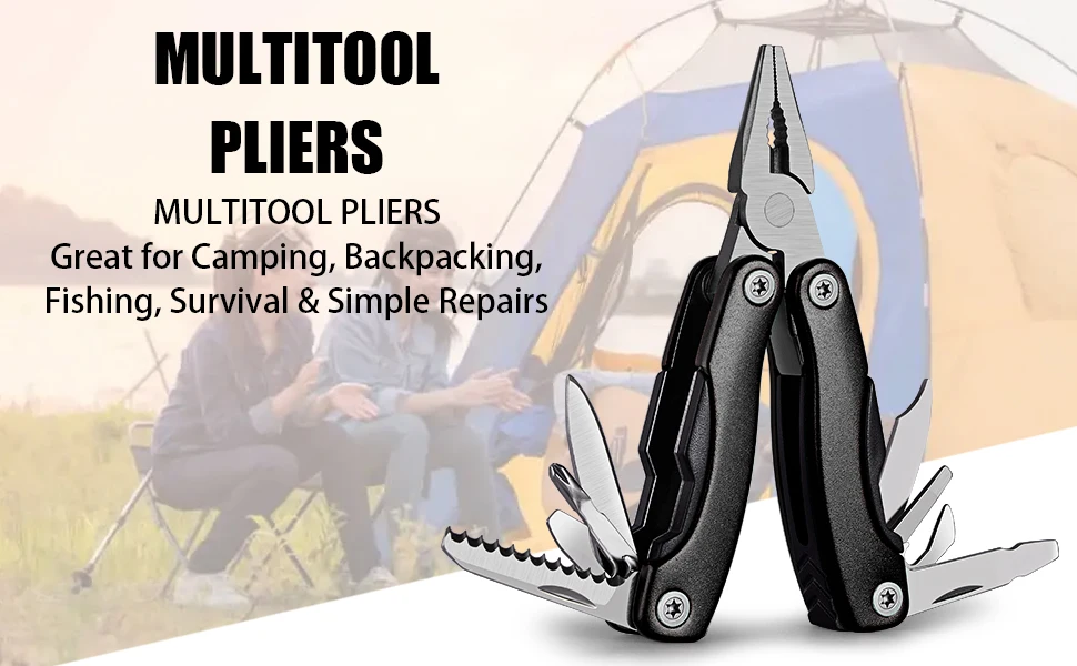 Portable Pocket Multitool Pliers Knife Screwdriver Hand Tool for Outdoor Survival Camping Hunting and Hiking with Nylon Sheath