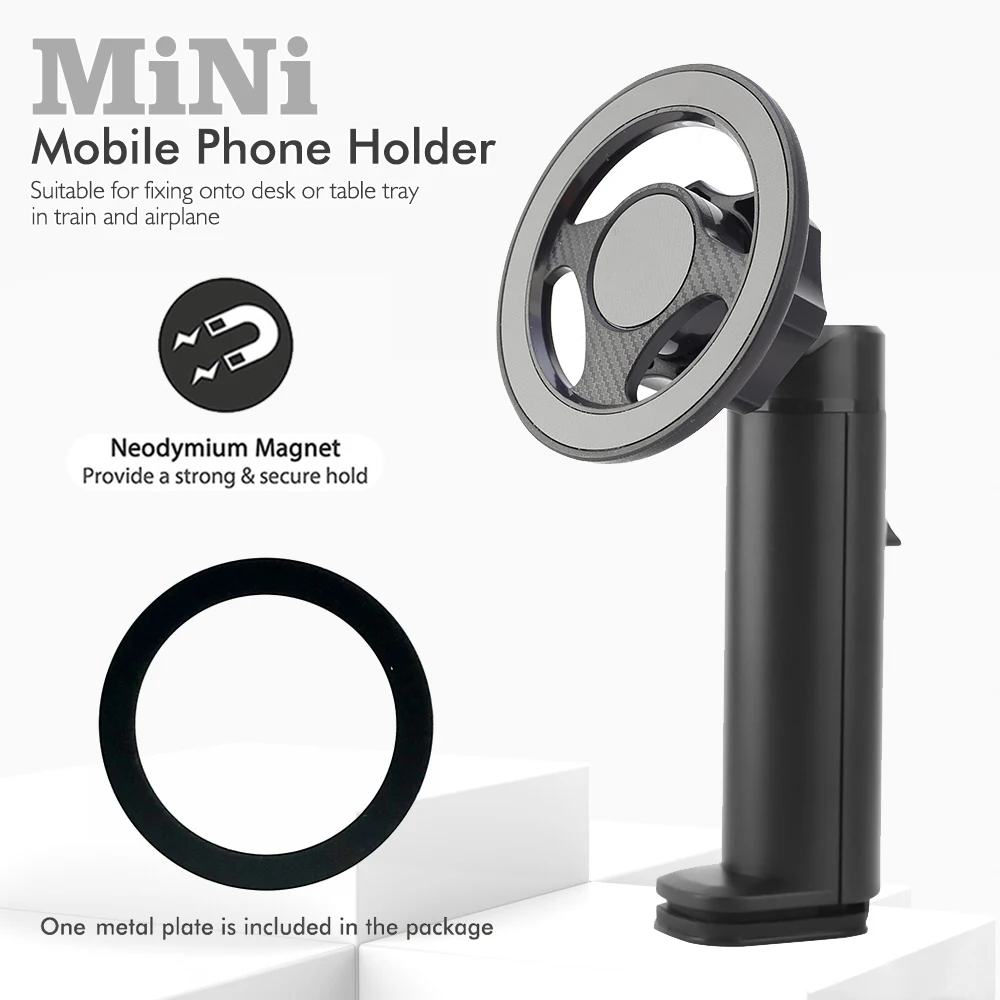 Magnetic 360° Rotating Hands-Free Phone Stand for Travel and Desktop Use
