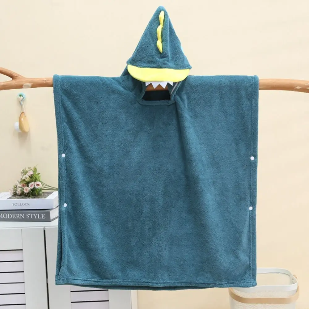 Warm Cartoon Baby Bath Towel Coral Velvet with Hat Cartoon Cloak Towel Soft Quick-Drying Hooded Bathrobe Sleeping Wrap