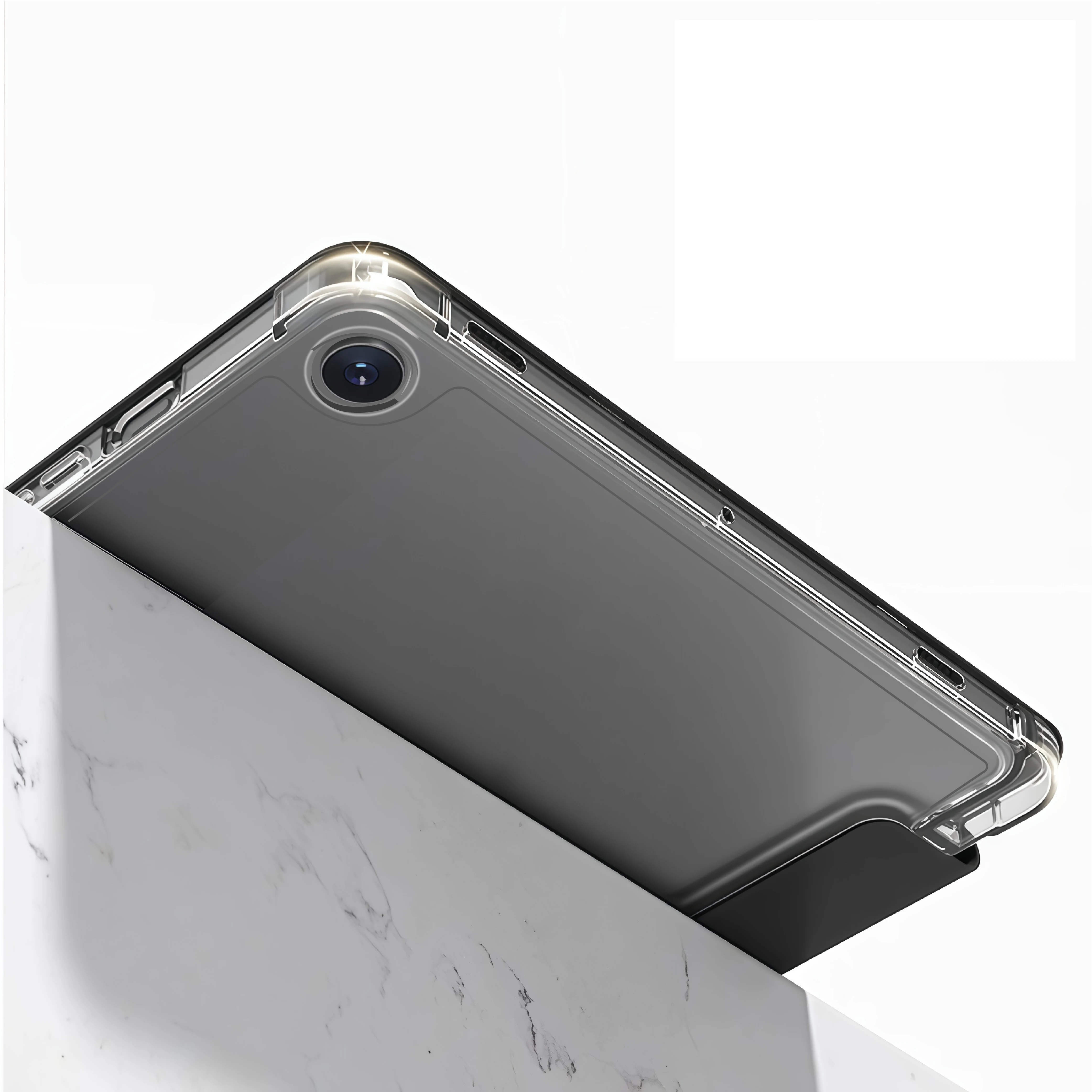 Crystal Clear Tablet Case with Pen Slot and Magnetic Stand