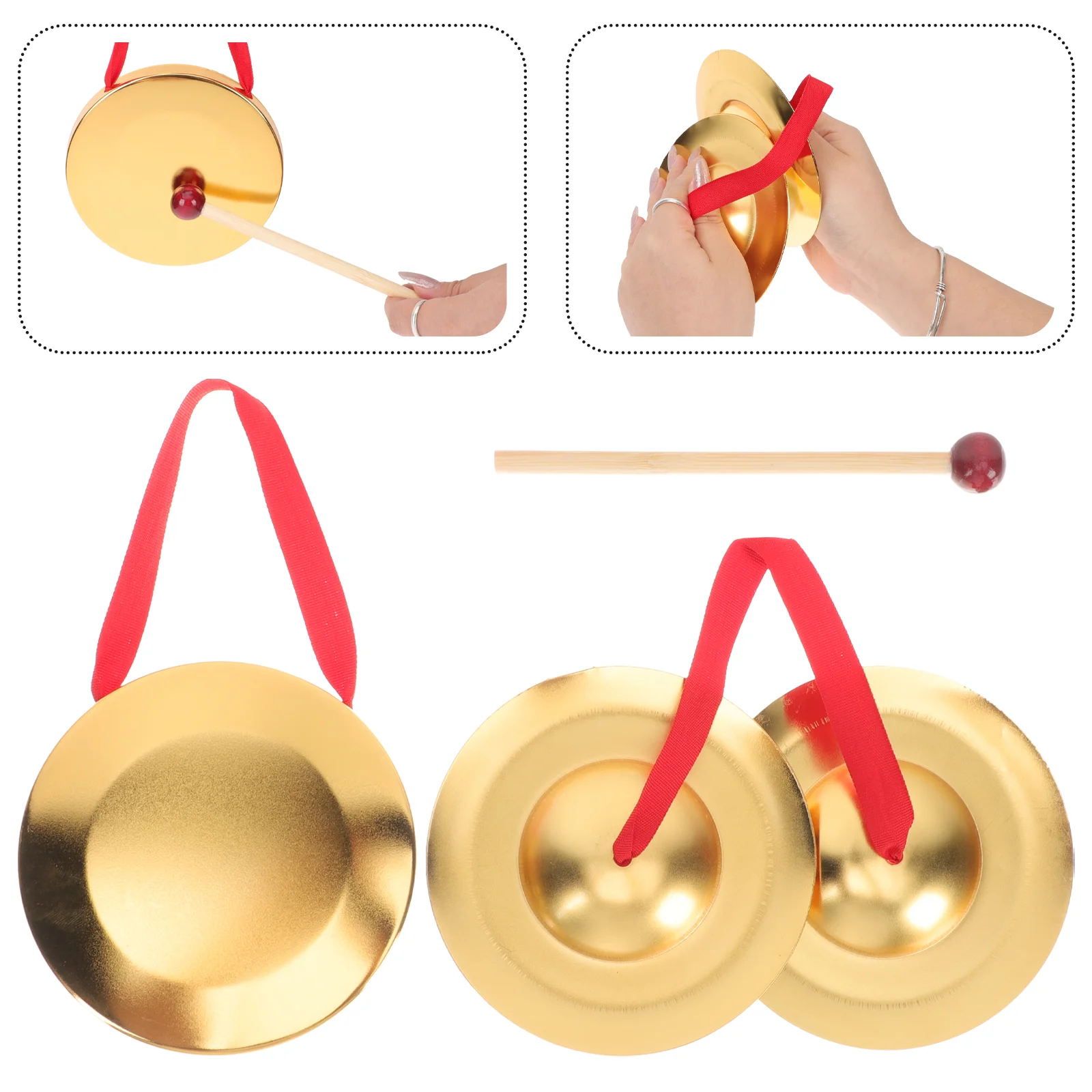 Lion Dance Gong Music Drum Cymbal Drums Gongs Hammer Percussion Toy Handheld Bells drum cymbal kit chinese gong instrument