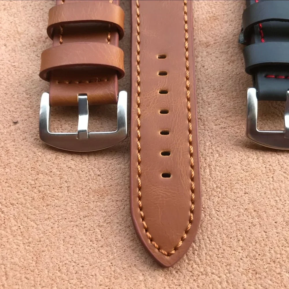 Elegant Leather Watch Band – Coffee Black Strap