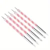 5Pcs 2 Way Nail Art Acrylic Silicone Point Flower Nail Pen Stainless Steel Dotting Tools Marbleizing Painting Pens 5