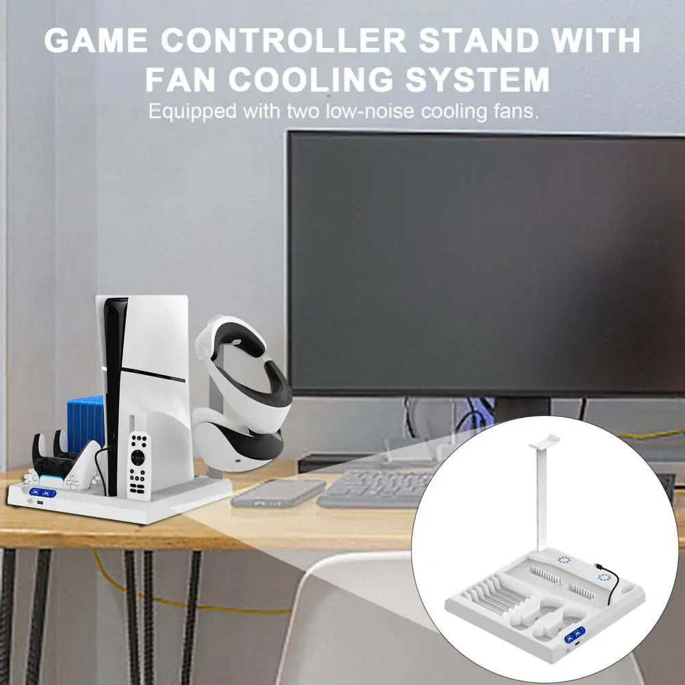 

Charging Dock With Cooling Fan Game Controllers Charging Station Gamepad Charger For PS5/P5 Slim Host