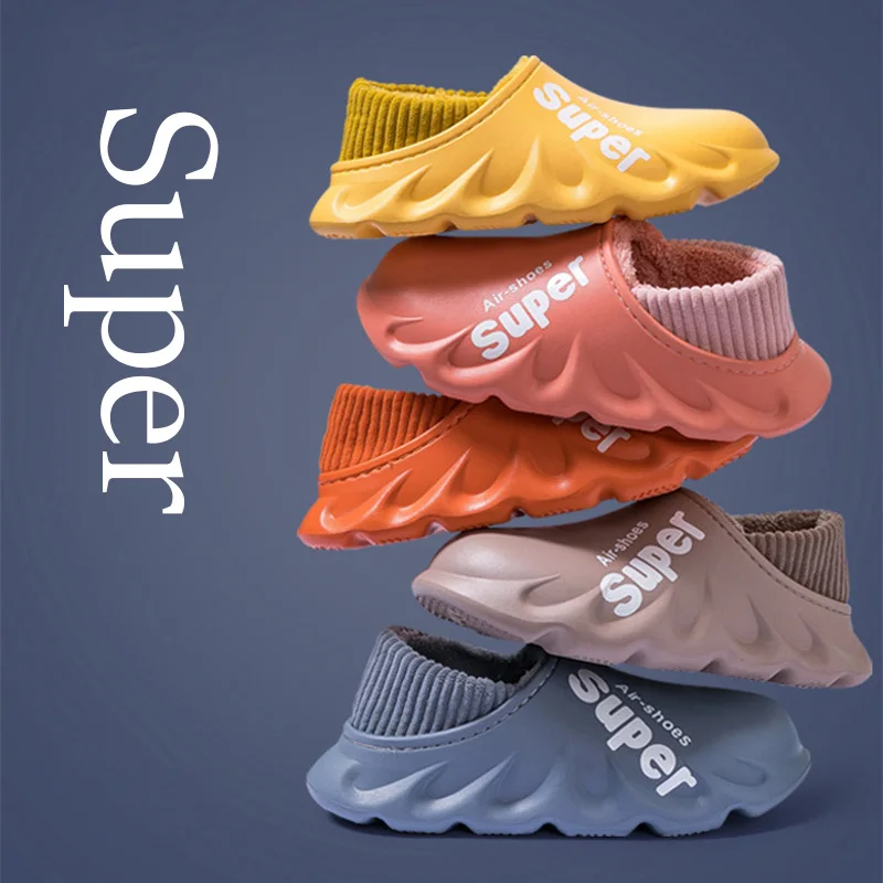 

New Winter Slippers Warm Men Woman Shoes Waterproof Women Couples Non-Slip Plush Cotton Indoor Outdoor Home Autumn Children