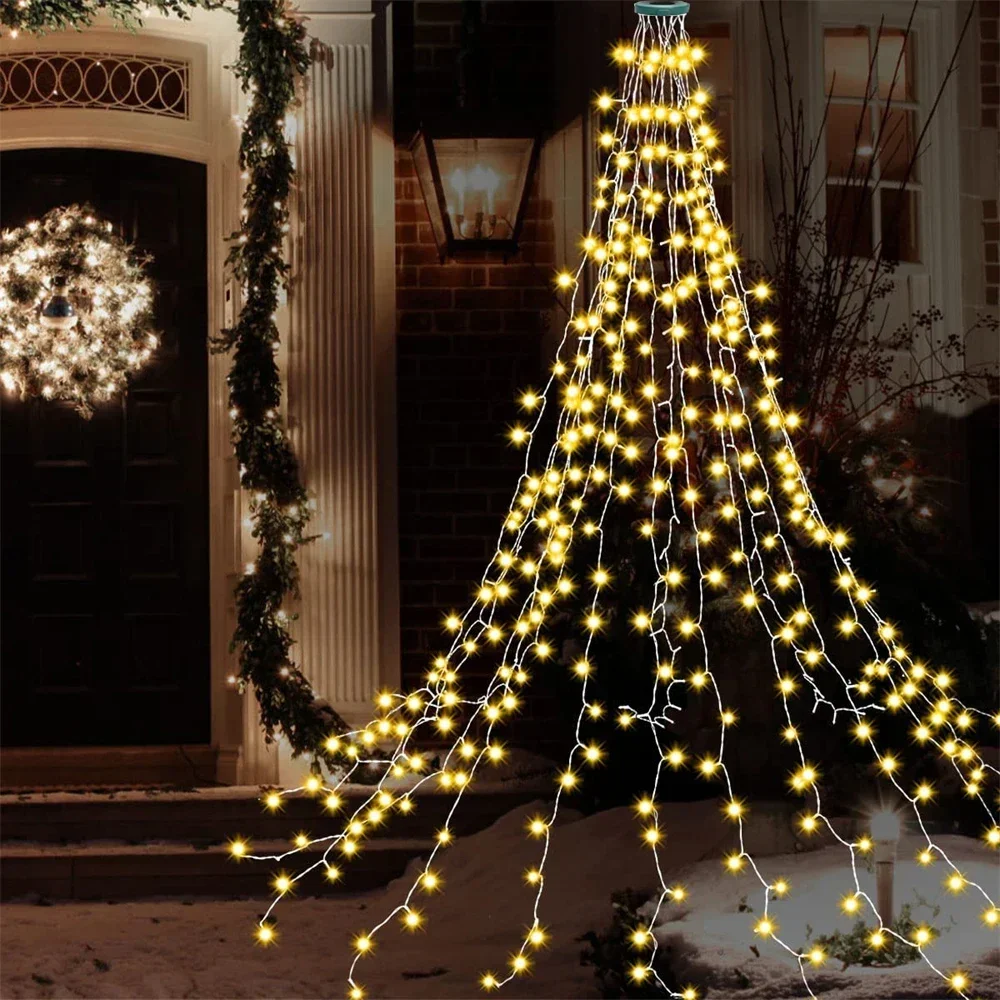 Guirlande lumineuse LED 1,5 m/2 m/3 m pour sapin de Noël, décoration pour terrasse, jardin, extérieur, étanche, cascade_voghion.com
