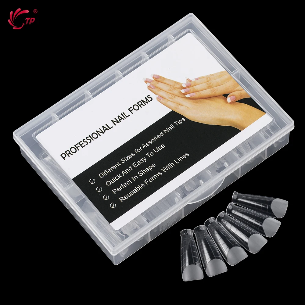 Description Picture 5 of itemTP Coffin Clear Dual Forms Nail System Full Cover Acrylic Quick Building Gel Mold False Tips Nail Extension Forms Top Nail Tools