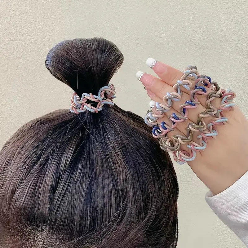 6PCS/Set Korean Style Hairwear High Elastic Resin Telephone Wire Hair Band  Hair Rope Wholesale Hair Accessories for Women Girls - AliExpress