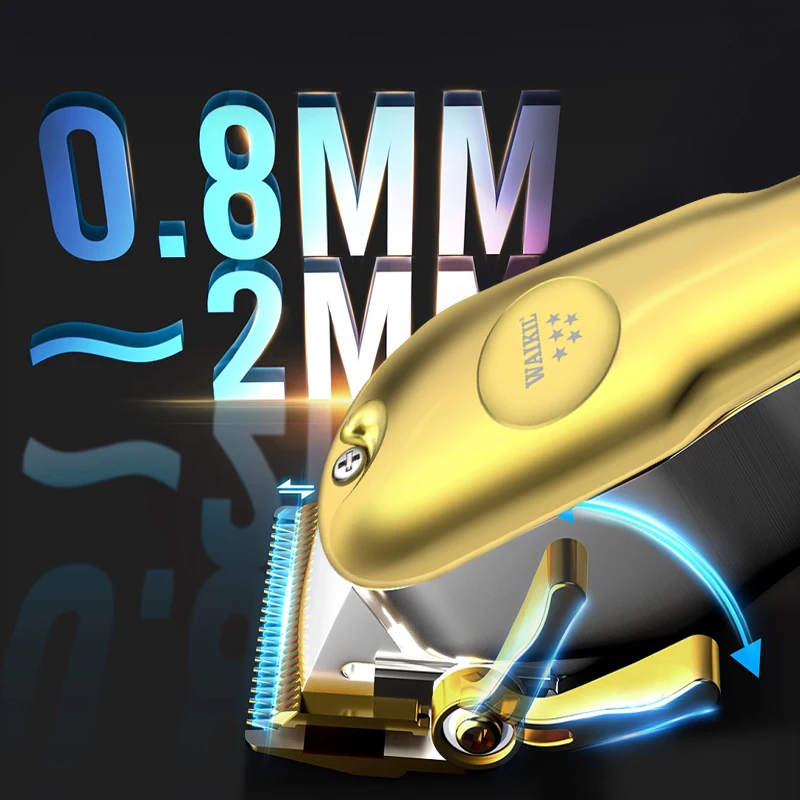 WAIKIL Hot Sell Professional Barber Hair Clipper High Quality LCD Power Display Electric Cordless Hair Trimmer All Metal 5