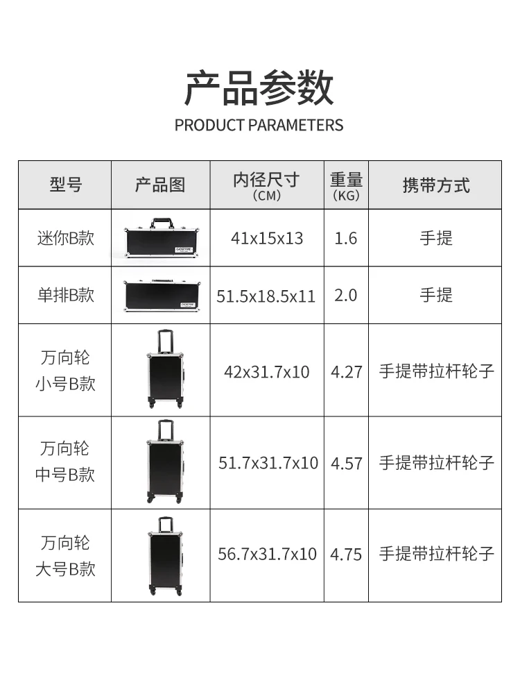 Ghost Fire W 시리즈 멀티 이펙트 페달 케이스, 개폐식 핸들, 바퀴가 달린 범용 비행 케이스