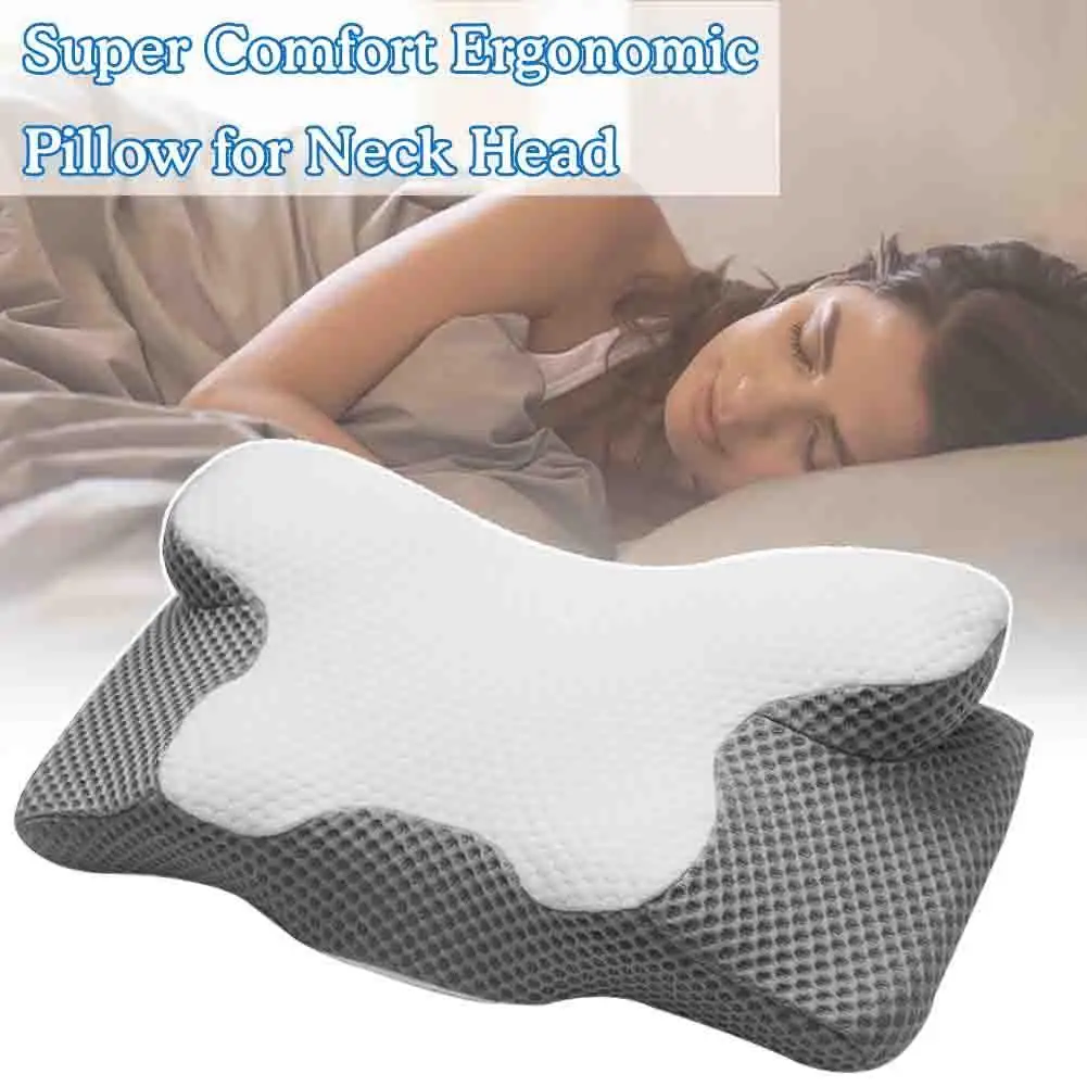 

1PC Slow Rebound Butterfly Neck Pillow Comfortable Soft Single Person Neck Protection Breathable Relieving Stress Memory Pillow