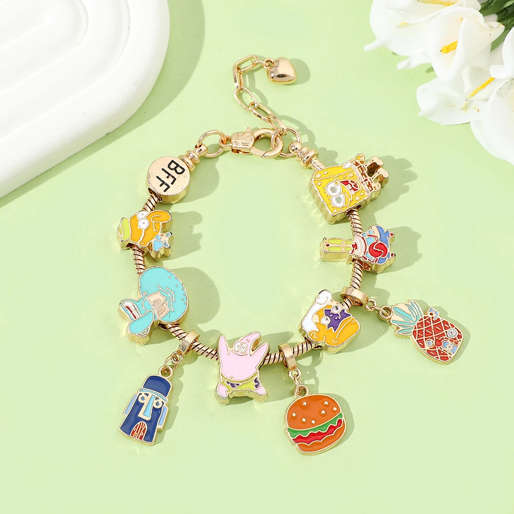 

Spongebob Squarepants Cartoon Charms Bracelet Y2k Femme Jewelry Bff Bracelet Accessories for Best Friend Gifts