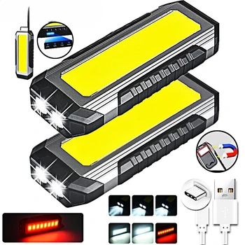 자석 방수 휴대용 COB 작업등, LED 4000mAh 손전등, 멀티 모드 18650 캠핑 토치 라이트