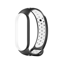 Breathable Silicone Sports Strap Bracelet for Mi band 4-3 (Black white)