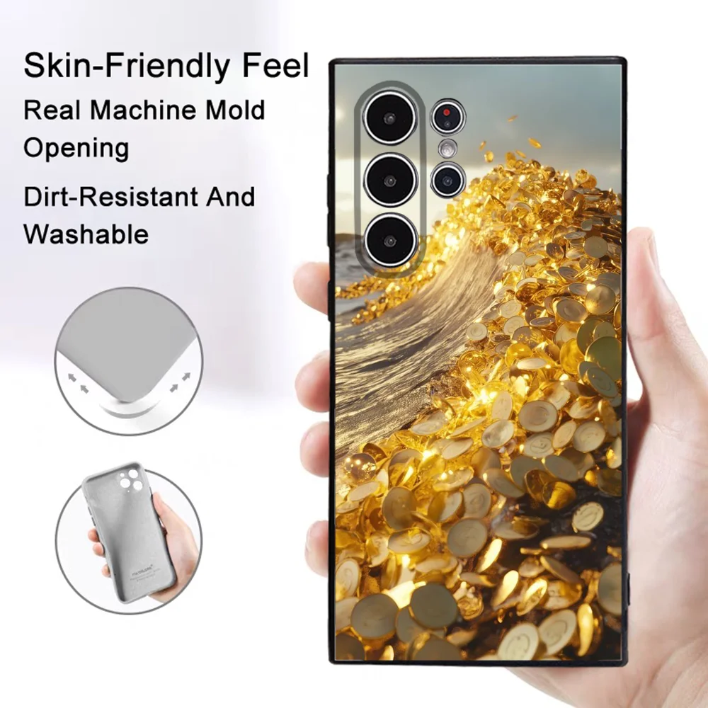 Geld Gold Cash Art Design Handyhülle Samsung Galaxy S25 S24 S22 S23 Ultra S21 S20 Plus 5G Frosted Non-Slip Full Cover Soft Case – Detail 11