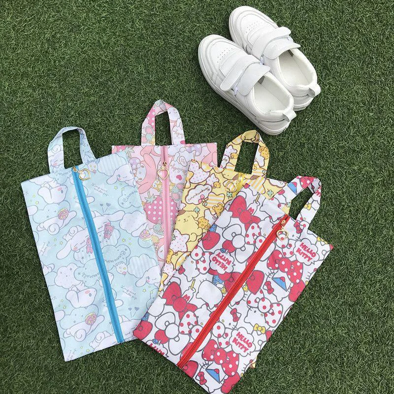 

Sanrio, Hello Kitty Портативная сумка для хранения, сумка для обуви, мультяшный My Melody Cinnamoroll, водонепроницаемая сумка для хранения обуви, полотенец, одежды, сумка для обуви