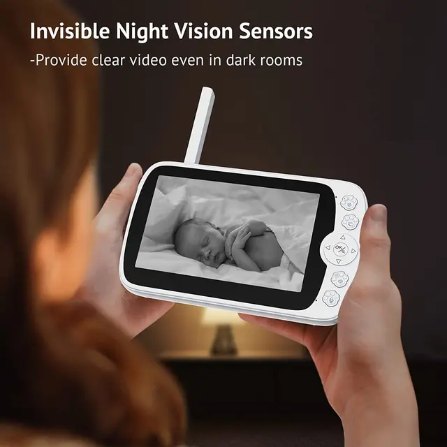 5Inch Screen 2MP 1080P HD Wireless PTZ Intercom Baby Monitor Long Range Baby Camera Temperature Display Feeding Plan Babysitter 1