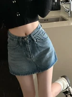 Summer High-Waisted Vintage Women Denim Short Skirt Small New Slim Sexy Korea Fashion Girl Cute Street A-line Mini Jeans Pants - Image 4