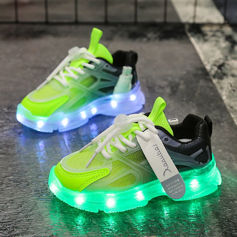 New 2022 Children Shoes for Girl Colorful Led luminous with Light Kids Dance Light Up Sneakers Spring Warm Shoes for Boy Gifts children's shoes for adults Children's Shoes