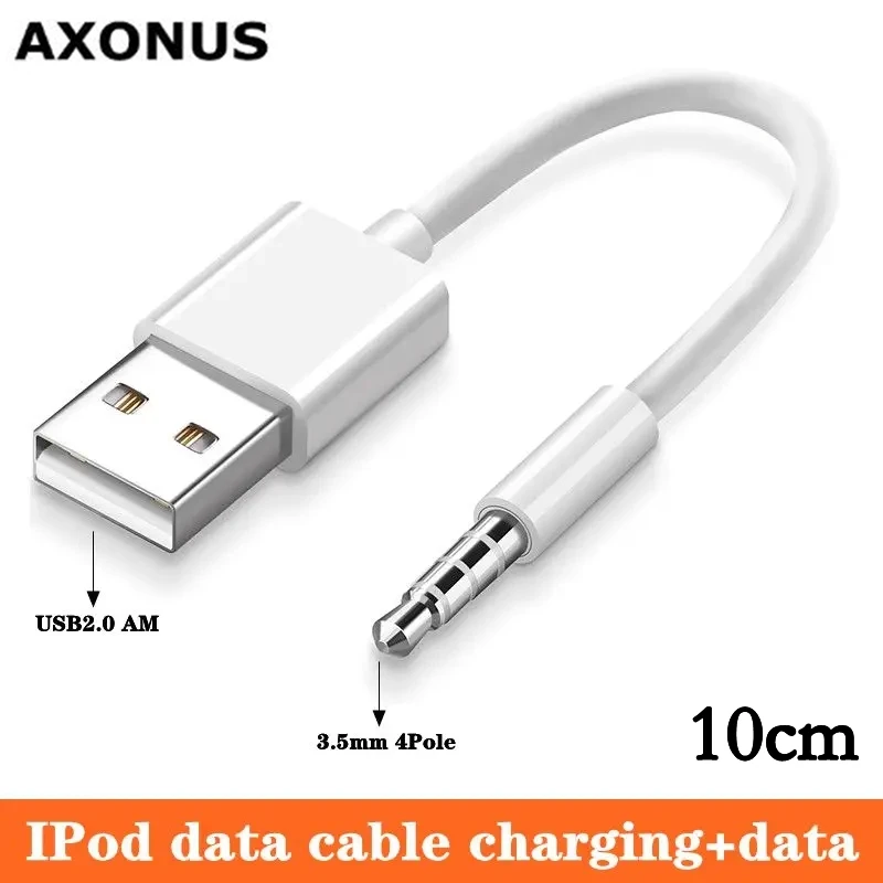 Cavo Dati Per Caricabatterie Usb Mp3 Da Usb 2.0 Am A Dc3.5Mm A 4 Poli Apple Ipod Shuffle 4/5/6/7A Generazione 10Cm