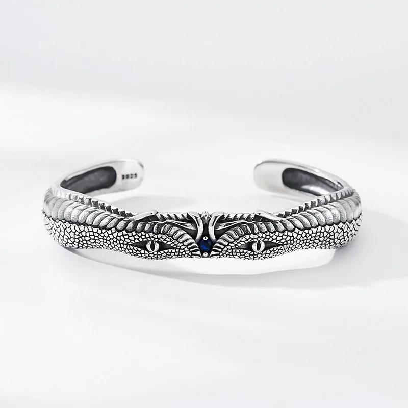 

New S925 Silver Taotie Bracelet Neutral Open Adjustable Bracelet Thai Silver Retro Personality Trend Jewelry