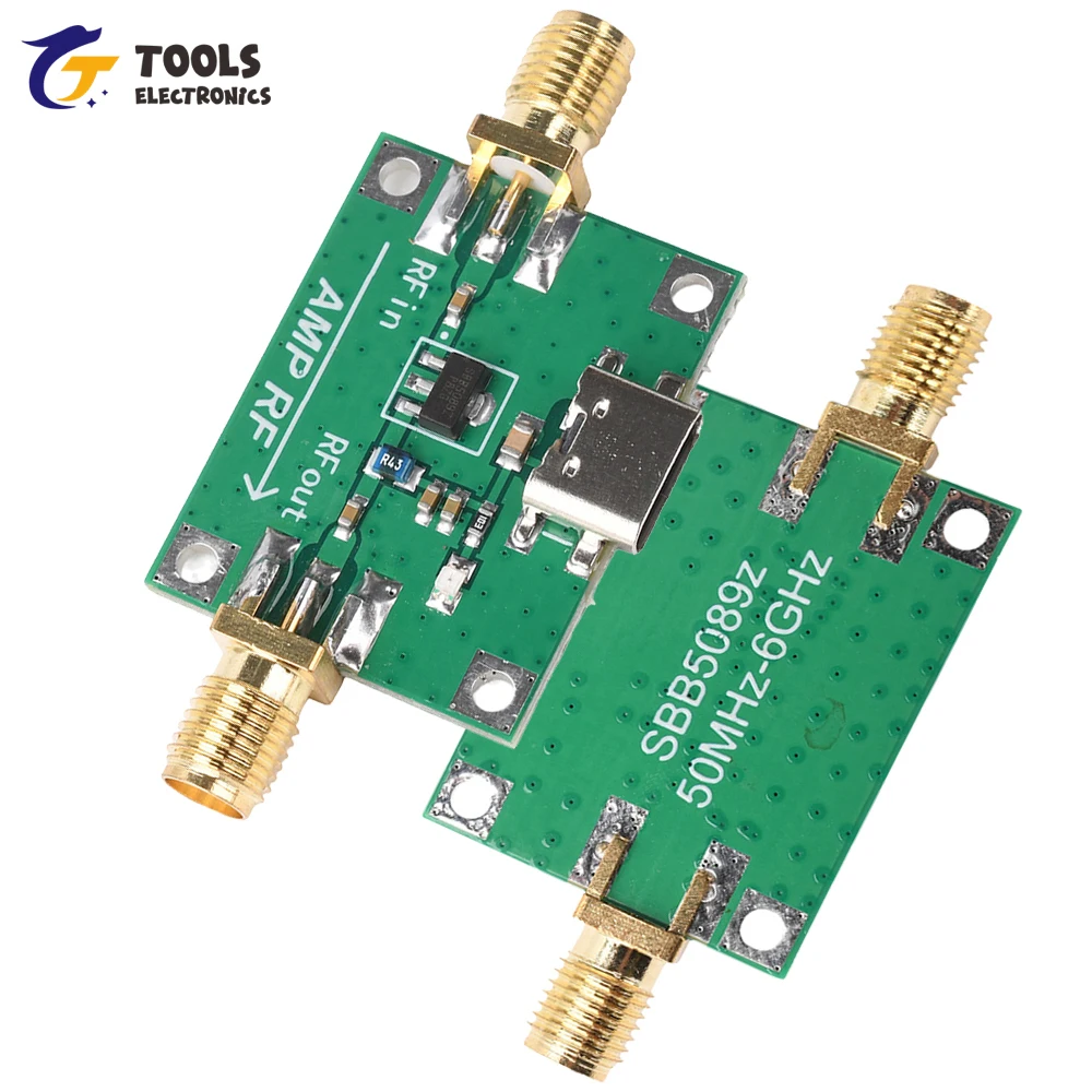 20dB 게인 RF 증폭기 모듈 5MHz-6GHz 주파수, SBB5089 칩 탑재, 무선 통신 및 RF 테스트용