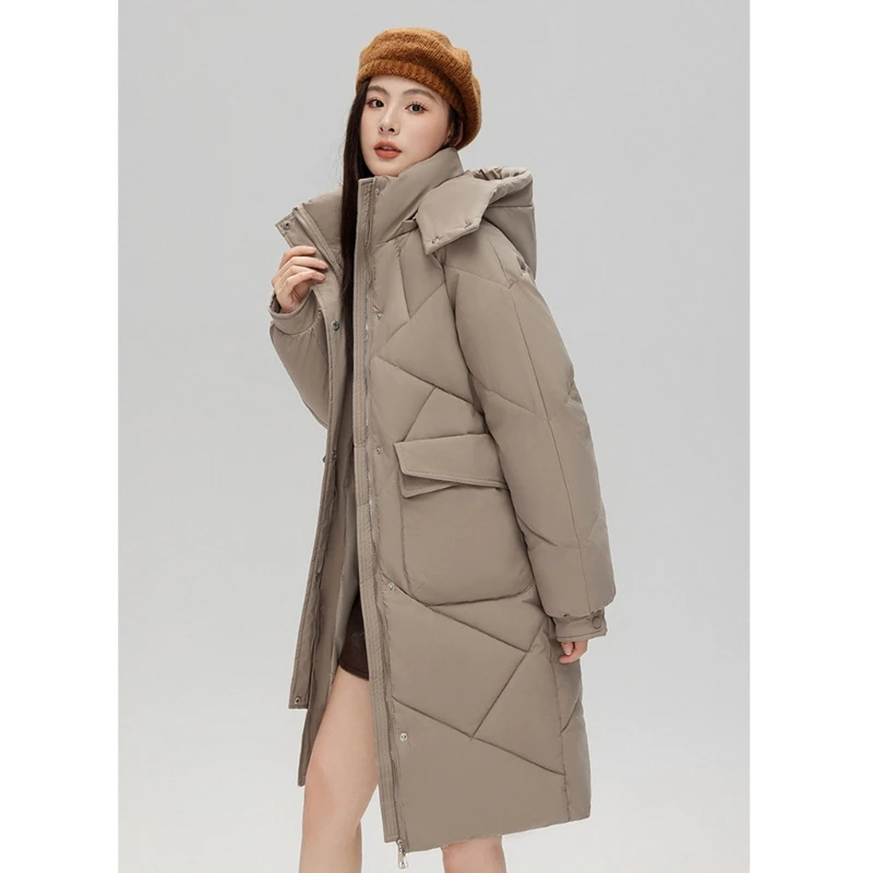 

Женские зимние пуховики с капюшоном, свободные толстые пуховики, парки с карманами 066C