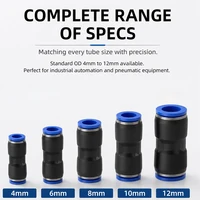 5PCS Pneumatic Fittings Plastic Connector PU 4mm 6mm 8mm 10mm 12mm For Air water Hose Tube Push in Straight Gas Quick Connectio 6