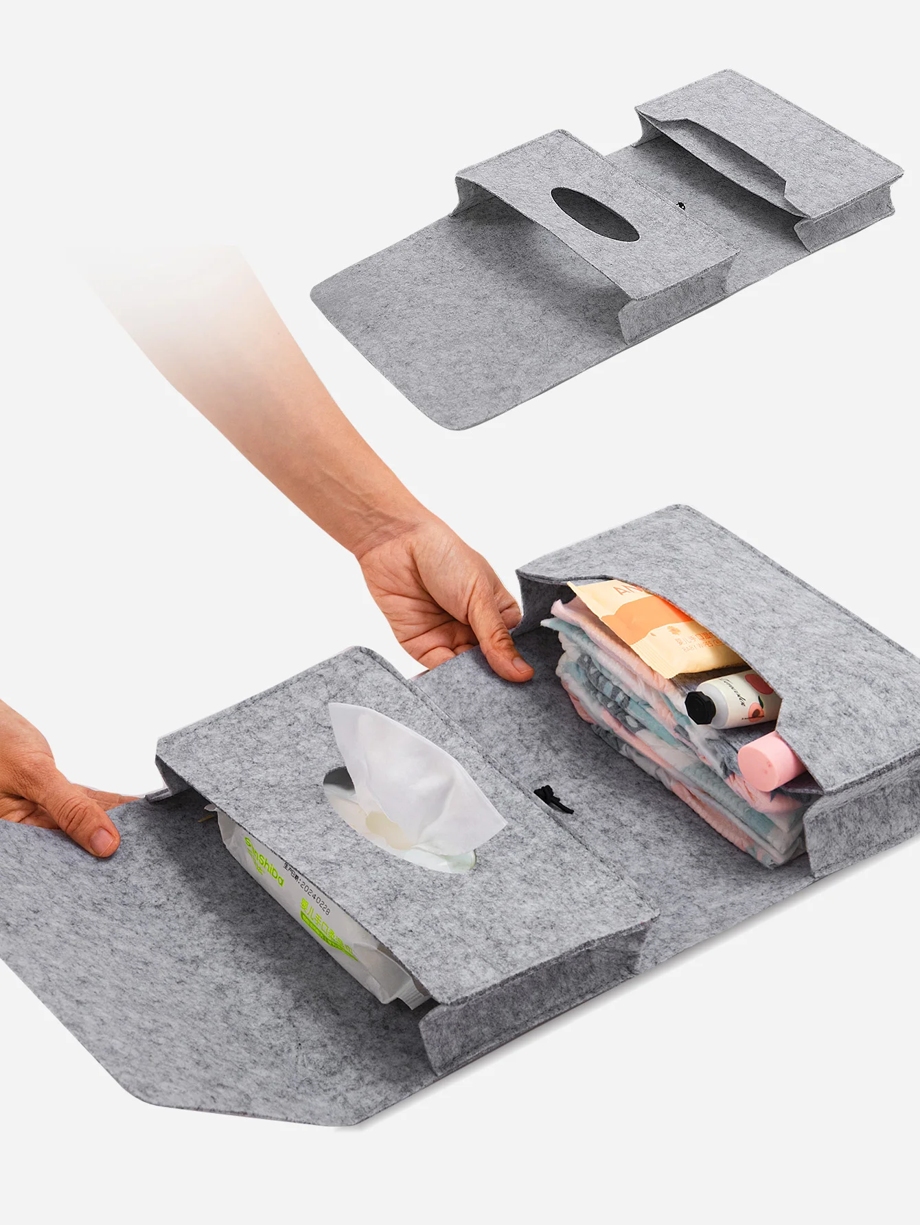 Sunveno 휴대용 기저귀 보관용 펠트 가방 여행용 정리함 ? 기저귀, 물티슈 및 필수품 파우치 휴대용 보관 가방