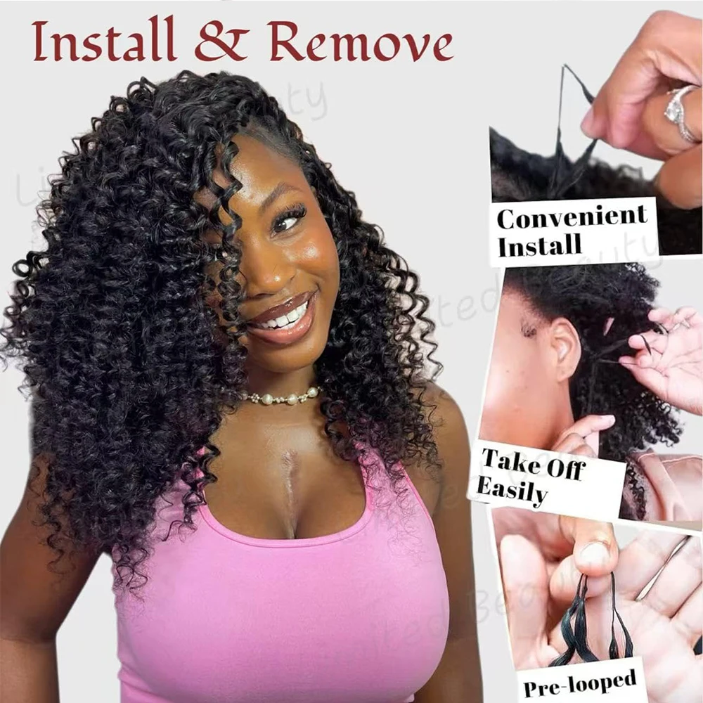 Deep Wave Crochet Human Hair For Boho Braiding Curly Invisible Knot Pre Separated Knotless Raw Crochet Human Hair Extensions S3e469ce743e74cde98977f19cd5ba9863