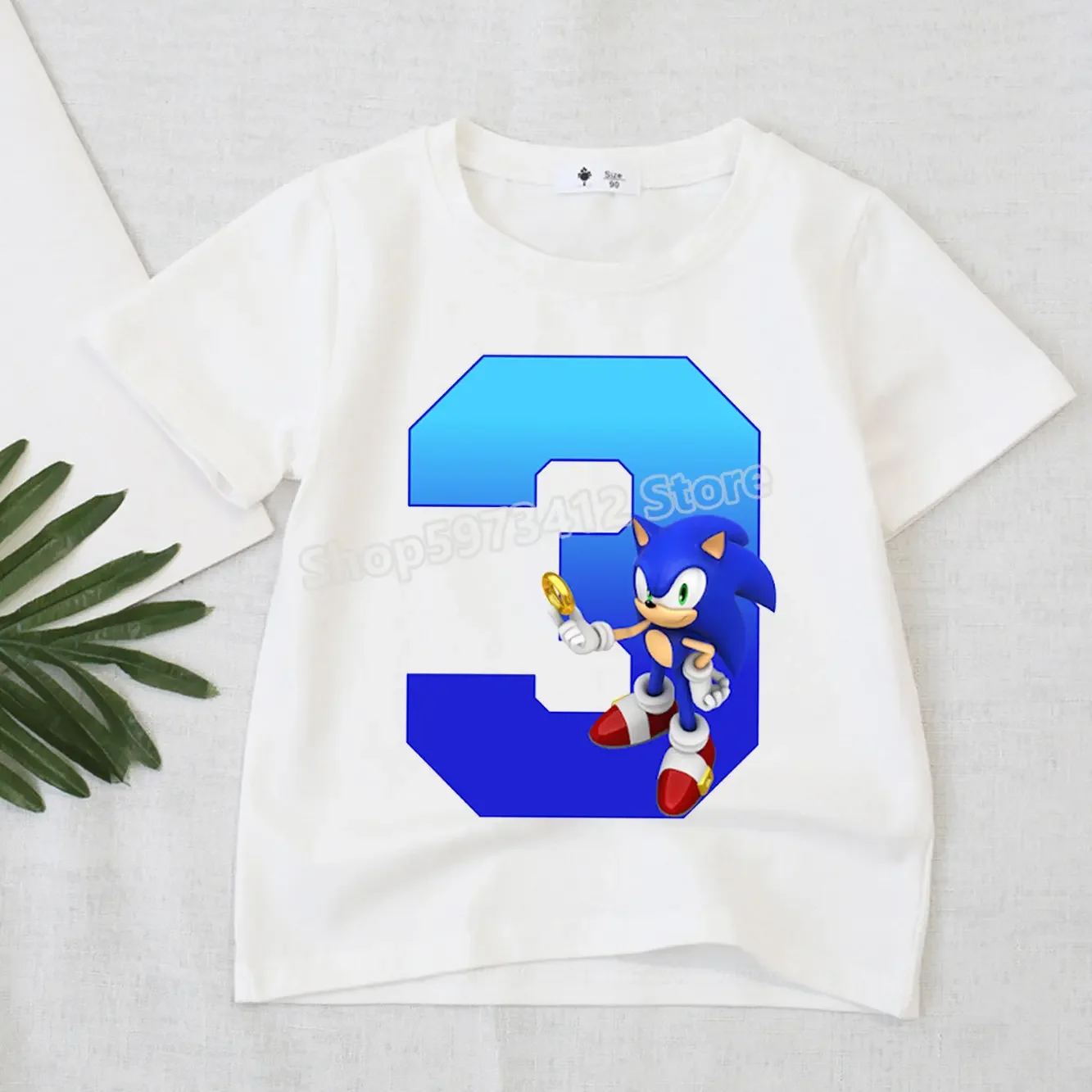 thumbnail image 1 of Camisetas de dibujos animados de Sonic The Hedgehogs para niños, camisetas con números del 1 al 9, camisetas estéticas para niños, camisetas de boutique para niños y niñas, camisetas de feliz cumpleañ, 1 of 5