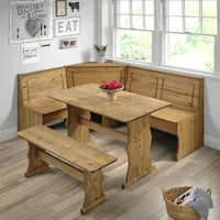 Solid Wood Corner Dining Set 64.8" W x 19.9" D x 33.4" H- Farmhouse Table and Bench Set, Farmhouse Furniture for Dining Room 1
