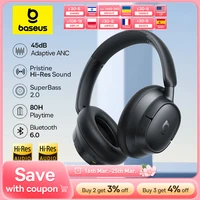 Baseus EH10 NC ANC Wireless Headphones 45dB Adaptive Hybrid Noise Cancelling Headsets Hi-Res LDAC Headphone Bluetooth 6.0 80Hrs