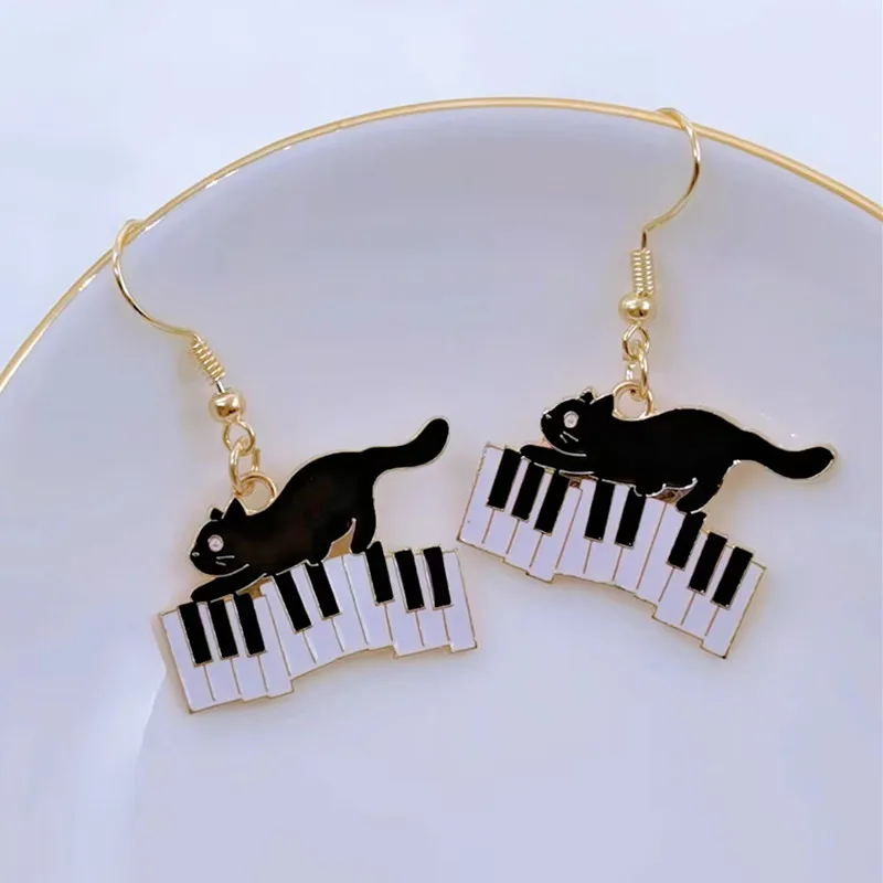 Acrylic Cute Piano Earrings - Dangle Drop Musical Jewelry, Hypoallergenic, 1.3 Inches Tall