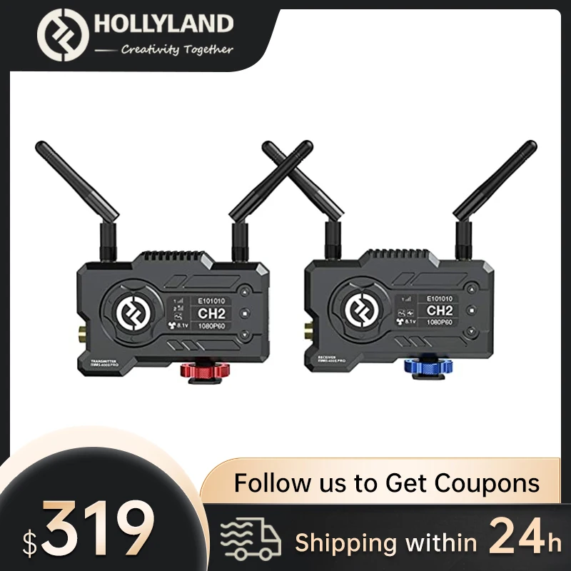 

Hollyview Mars 400S Pro [Official] Wireless SDI HDMI Video Transmitter and Receiver 0.1s Latency 400ft Range for Videographer