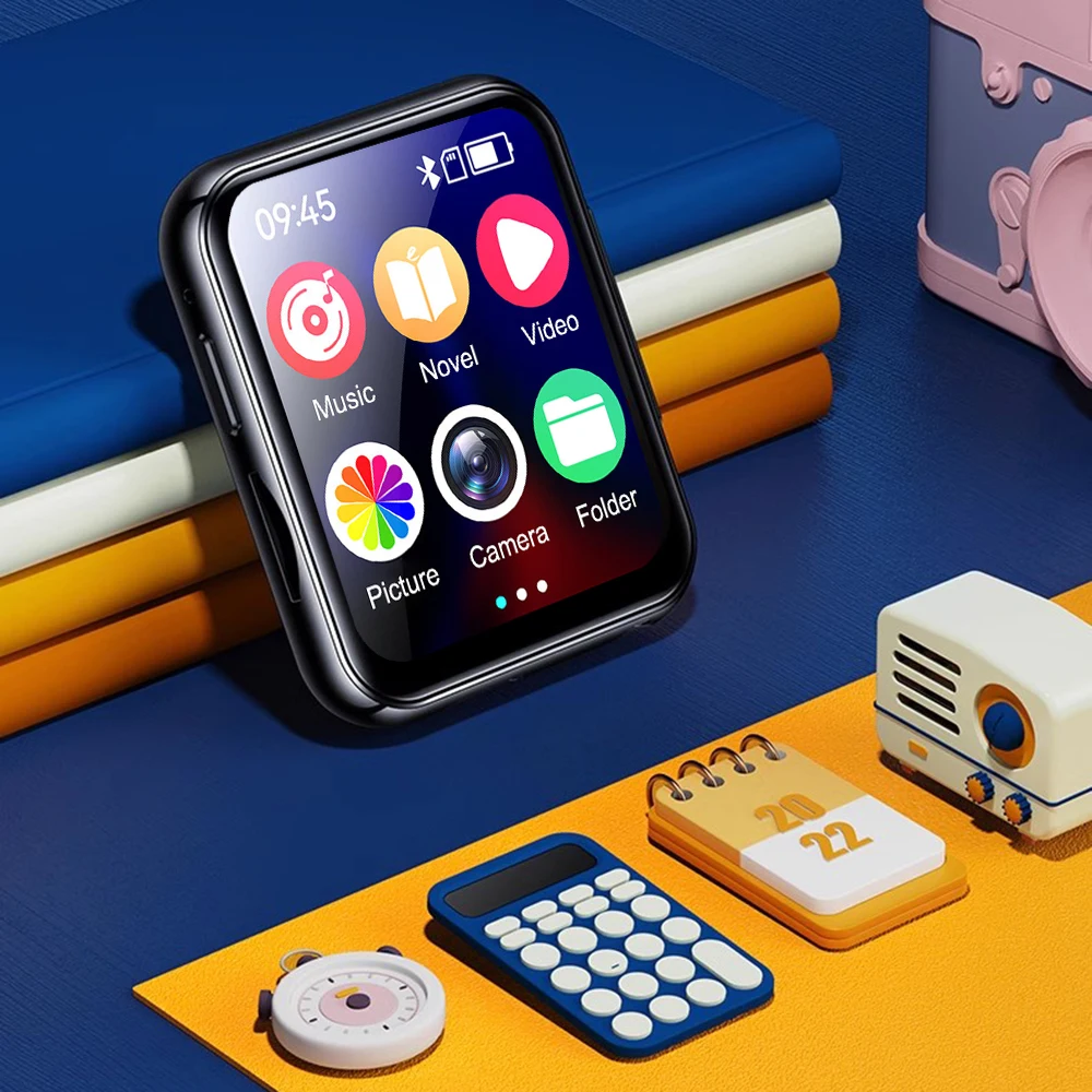 נגן mp3 מוסיקה עם Bluetooth 5.4 hifi mp4 מסך מגע מלא מובנה מקליט מצלמה נגן וידאו fm/ספר אלקטרוני