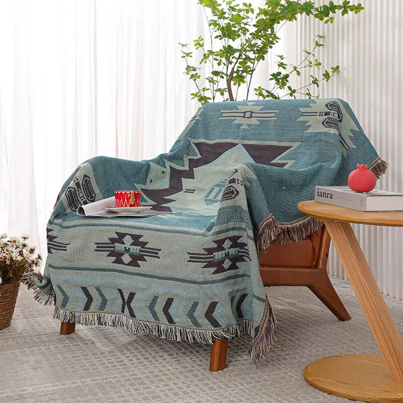 

1/2 Seats Cotton Sofa Recliner Blanket Warm Knitted Comforter Plaid Bed Home Lounge Chair Covering Blankets Plaid Beach Blanket