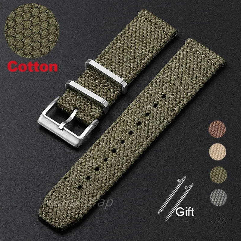 Men's Military Sports Nylon Cotton Watch Strap with Quick Release - Braid Bracelet Design