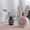 Pink Alarm Clock Table Silicone Charge Student Cartoon Rabbit Shaped Easy Time Setting 5