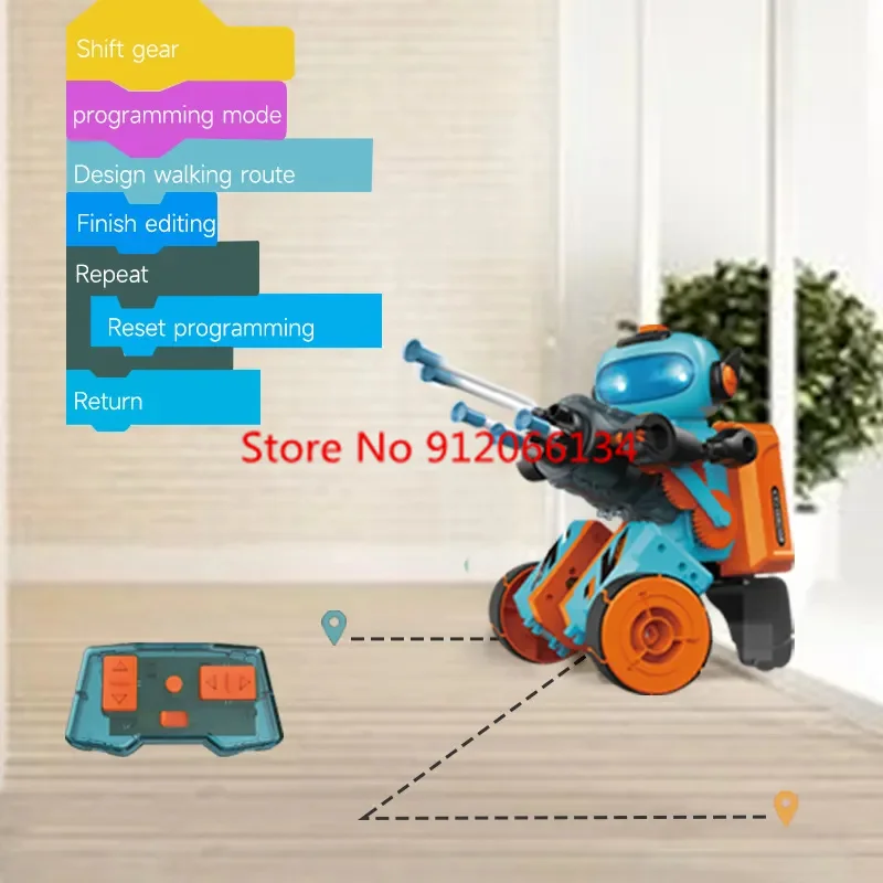 Parent-Child iInteraction Fire Bullet Remote Control Steam Robot 3-In-1 Style Smart Programming 48 Instructions RC Collage Robot 4