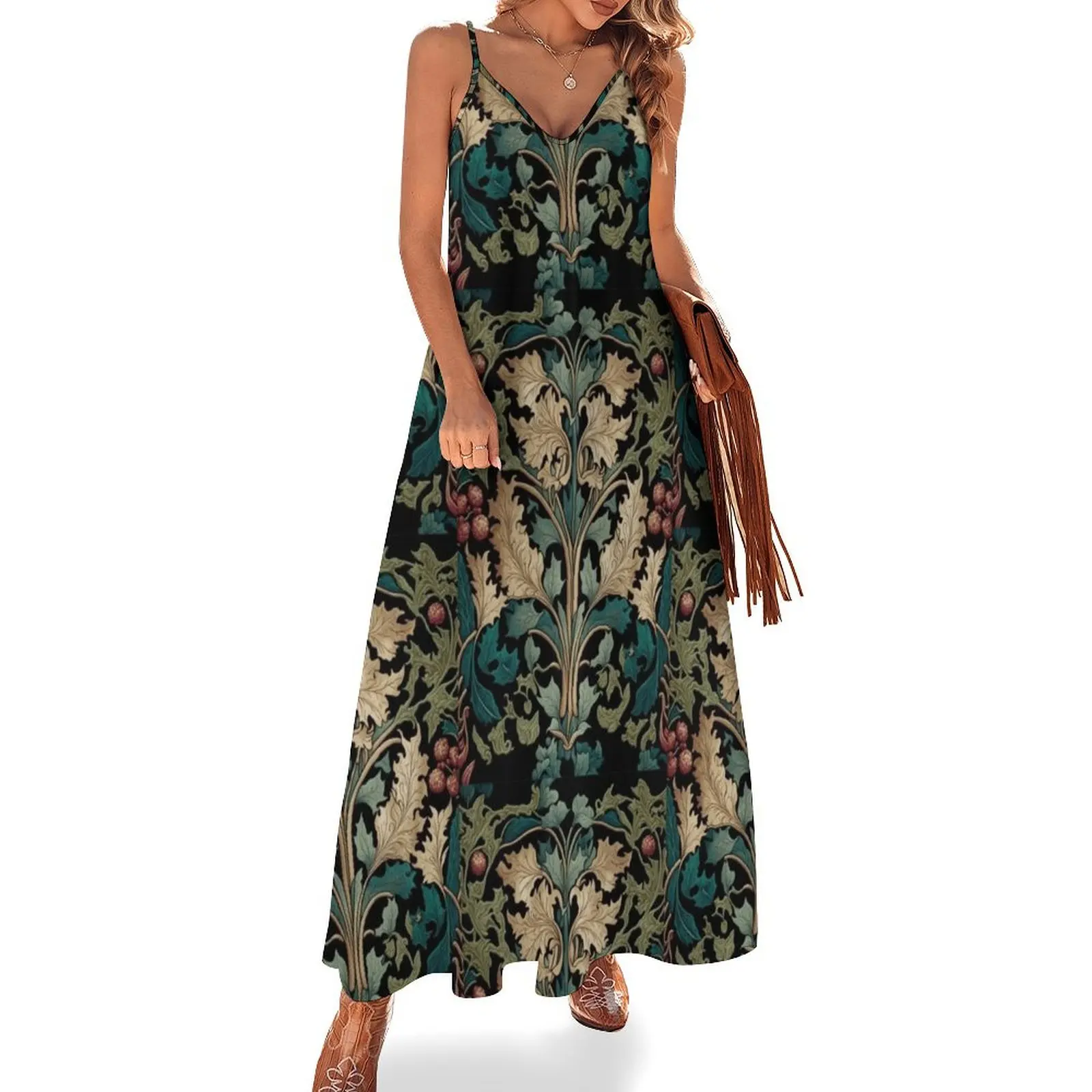 

Fall Floral Garden Botanical Print Sleeveless Dress women's summer clothing 2024 elegant dresses plus sizes
