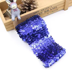 1 Meter Elastic Sequin Trim Lace Ribbon for DIY Crafts and Party Decor (Blue)
