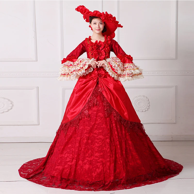 

GUXQD Ball Gown Medieval Court Marie Evening Dresses Court Train Baroque Victorian Theater Prom Party Gowns Masquerade