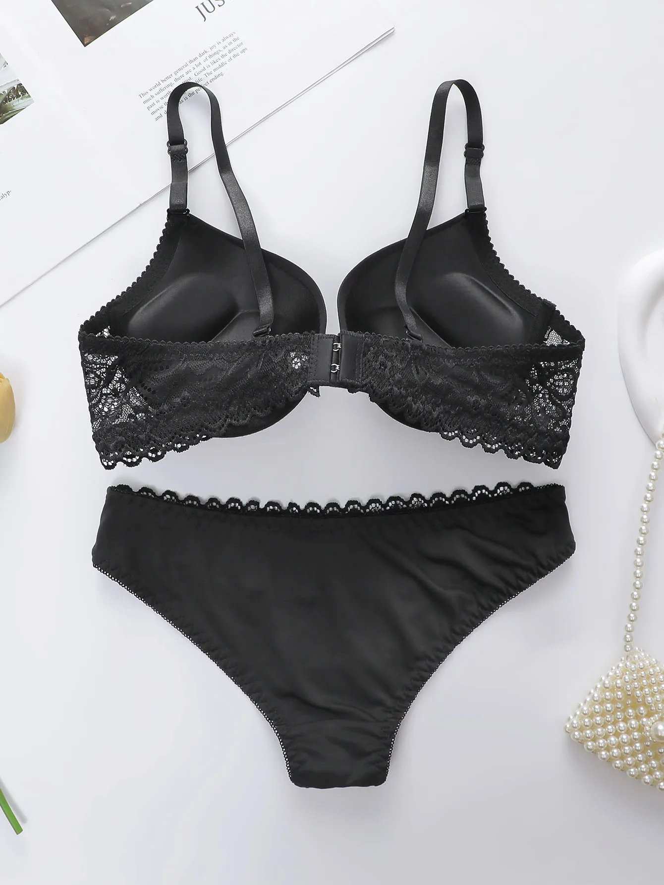 Femmes couleur unie ensemble de sous-vêtements Sexy rassemblés sous-vêtements Push Up quotidien confortable et ajusté ensemble de sous-vêtements sans couture 3208