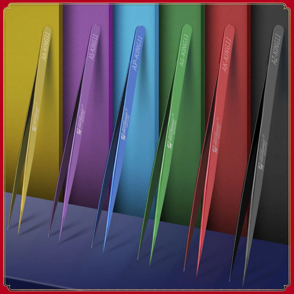 

MECHANIC High Colorful Tweezers Pointed Clip Stainless Steel Anti Static For Phone Motherboard Maintenance Tools Precision